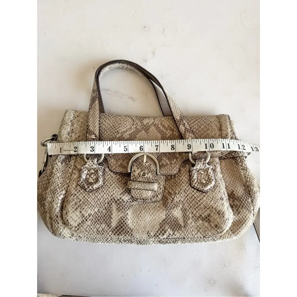 Coach Campbell Snakeskin Leather Medium Flap Crossbody Shoulder Satchel Bag